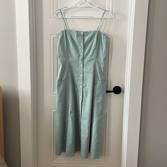 Theory Sea Glass Colored Kaleigh Eco Crunch Midi Dress - Picture 1 of 8